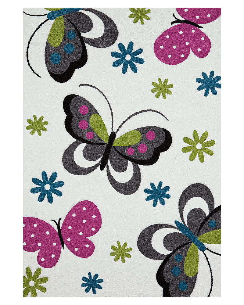 Tapis Rectangulaire Kids Papillons Un Amour de Tapis - Crème