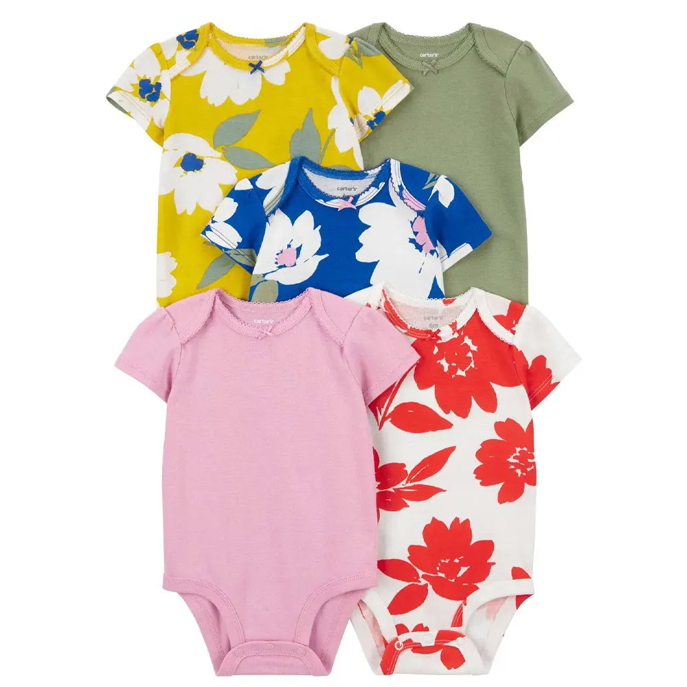 Lot de 5 Bodies à Manches Courtes Carter's - Multicolore