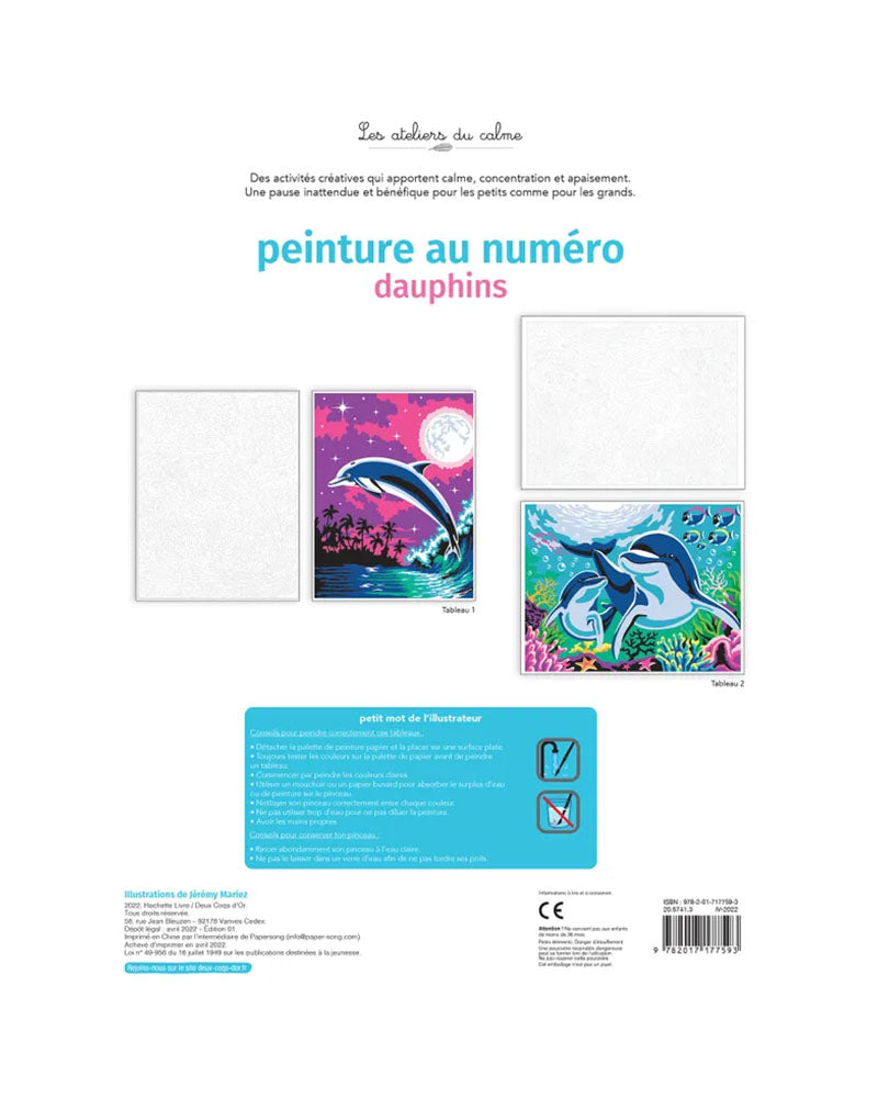 Peinture Au Numéro - Dauphins- Cahier Avec Palette Et Pinceau