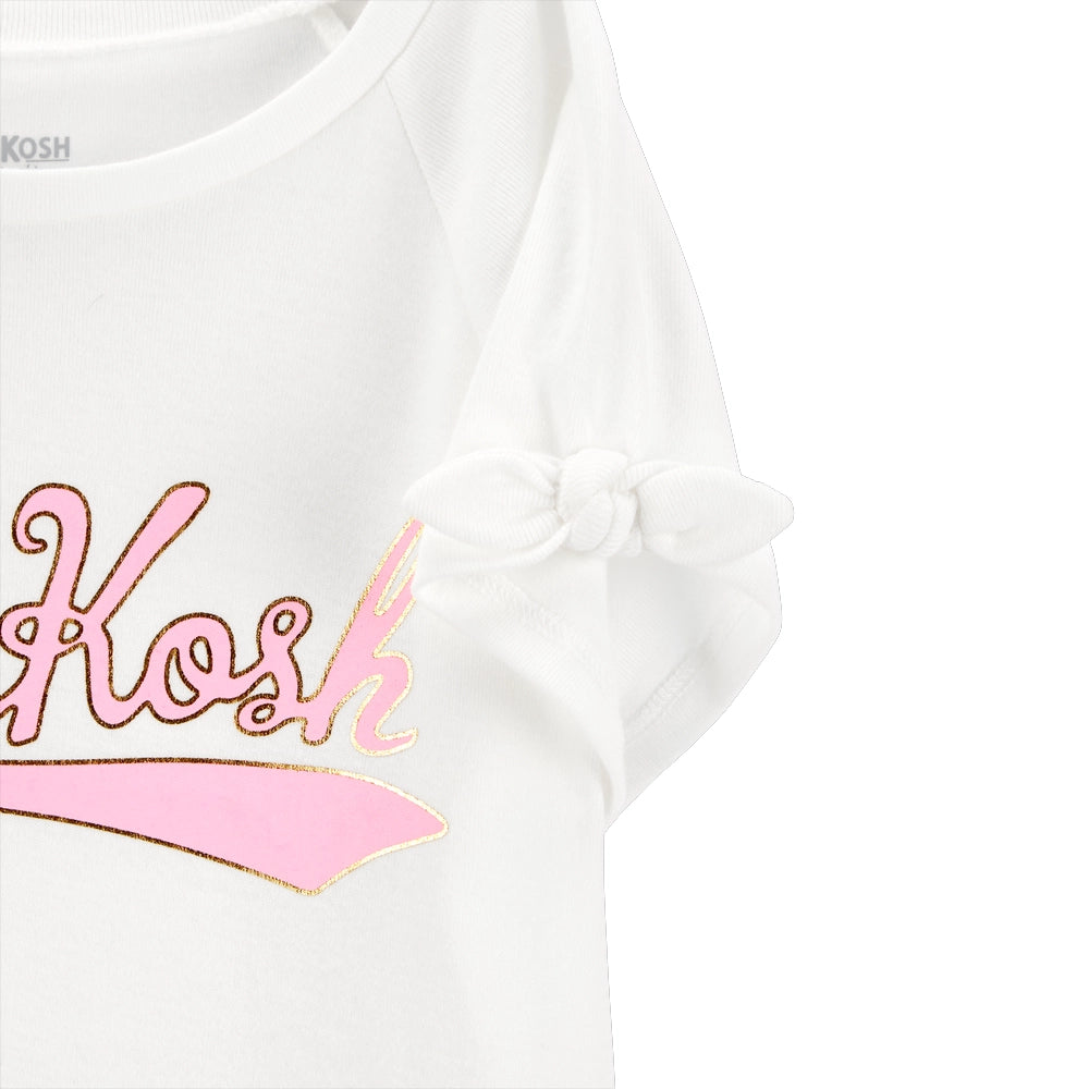T-shirt à Manches Nouées avec Logo Fille OshKosh - Ivoire