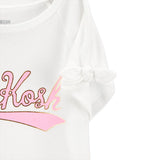 T-shirt à Manches Nouées avec Logo Fille OshKosh - Ivoire