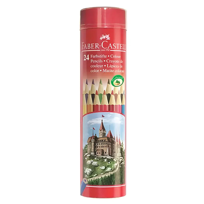 Faber-Castell Round Metal Box of 24 Colored Pencils