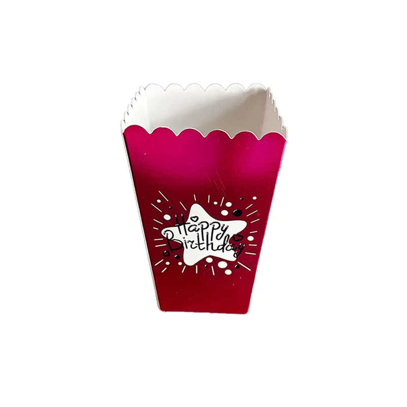 6 Happy Birthday Popcorn Boxes - Pink