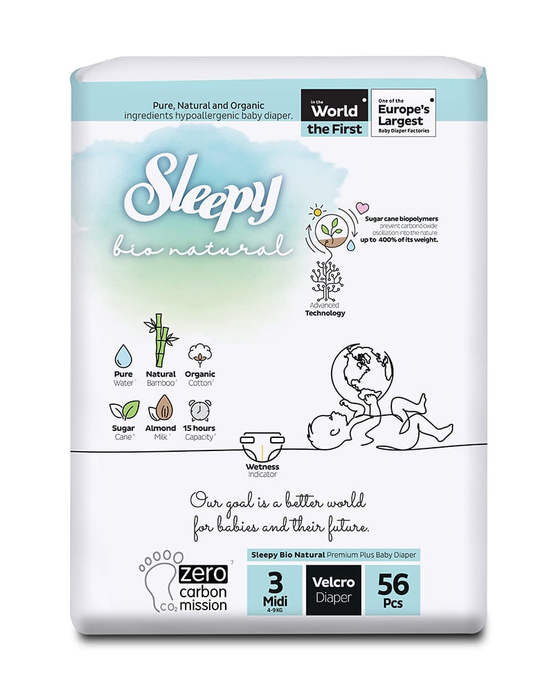 Sleepy Bio Natural Size 3 Diapers - 56 Units
