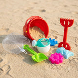 Cubo de playa con accesorios multicolores - Rojo