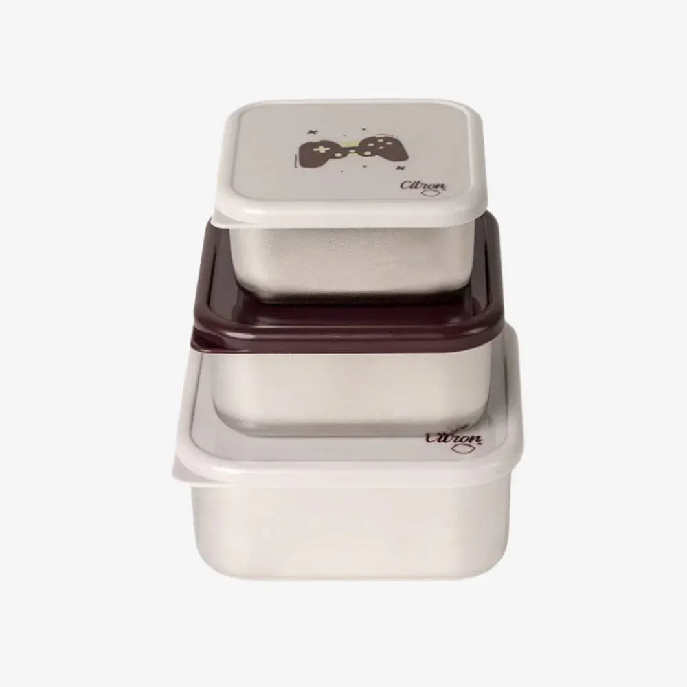 Citron Set of 3 Stackable Stainless Steel Lunch Boxes – Cool Kids