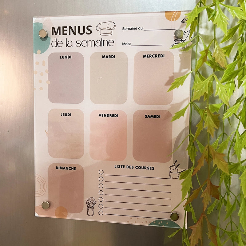 O Rayon Des Kids Planificador de Cocina de Plexiglás (Menús Semanales + Imanes)