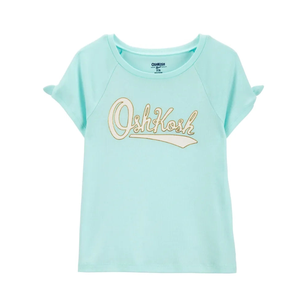 T-shirt à Manches Nouées avec Logo Fille OshKosh - Vert