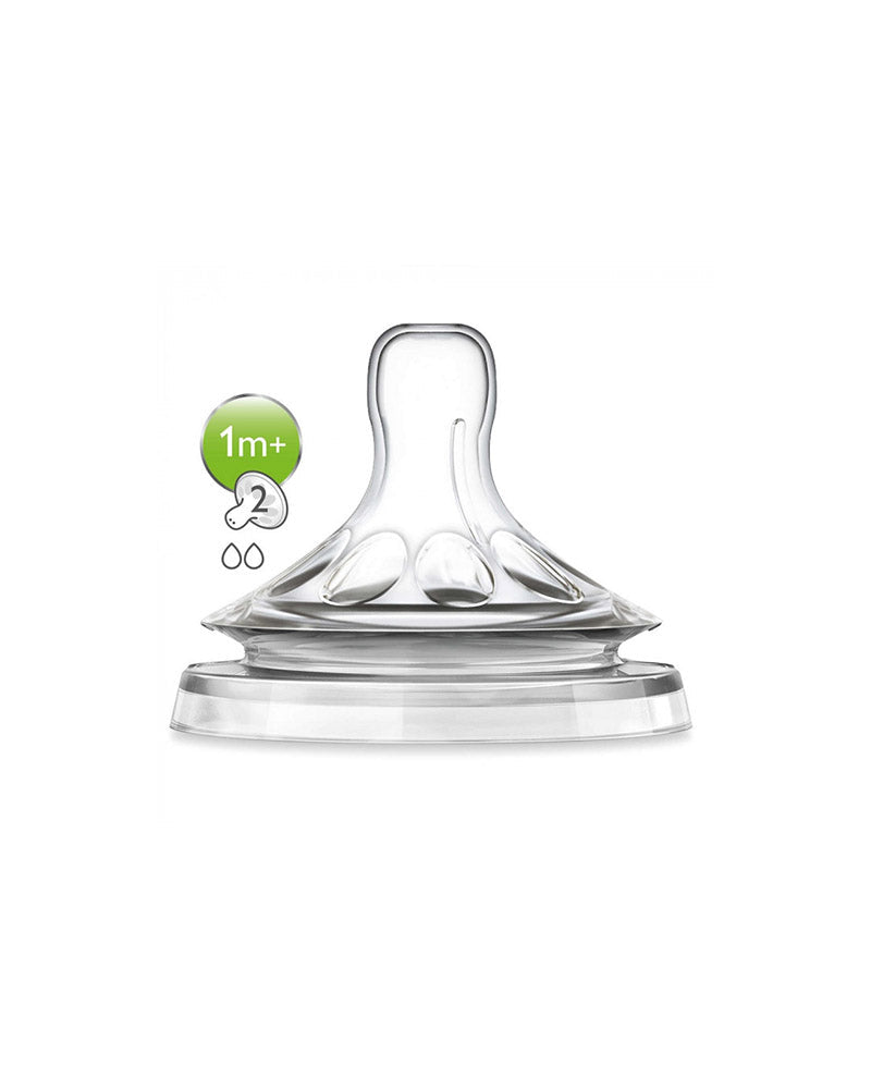Philips Avent Lot de 2 Tétines Natural Débit Lent 1M+