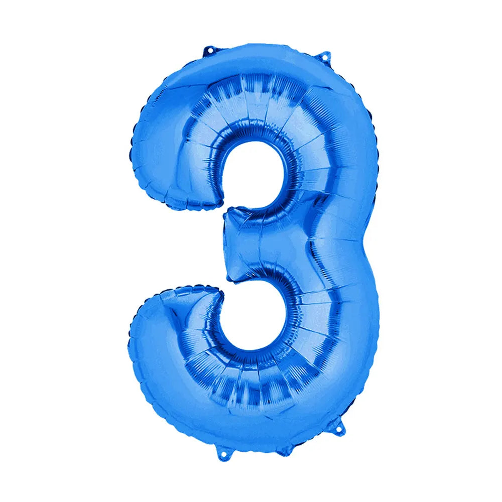 Ballon Chiffre 3 en Aluminium Bleu – 36cm