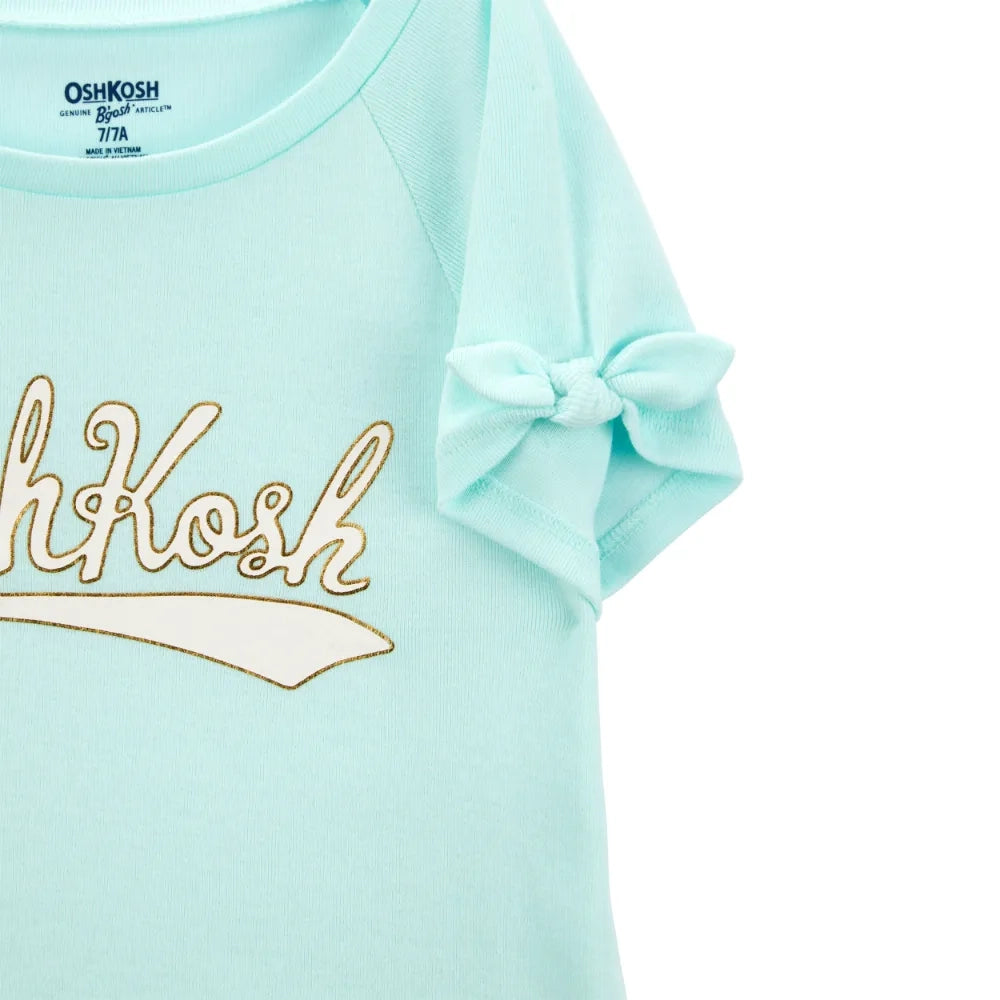 T-shirt à Manches Nouées avec Logo Fille OshKosh - Vert