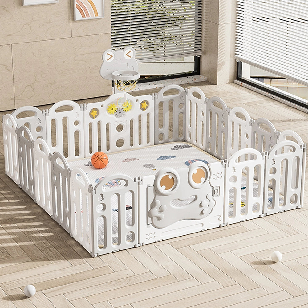 Parc de Jeux (76x36x66cm) Clôture Pliable 16+2 avec Panier de Basket