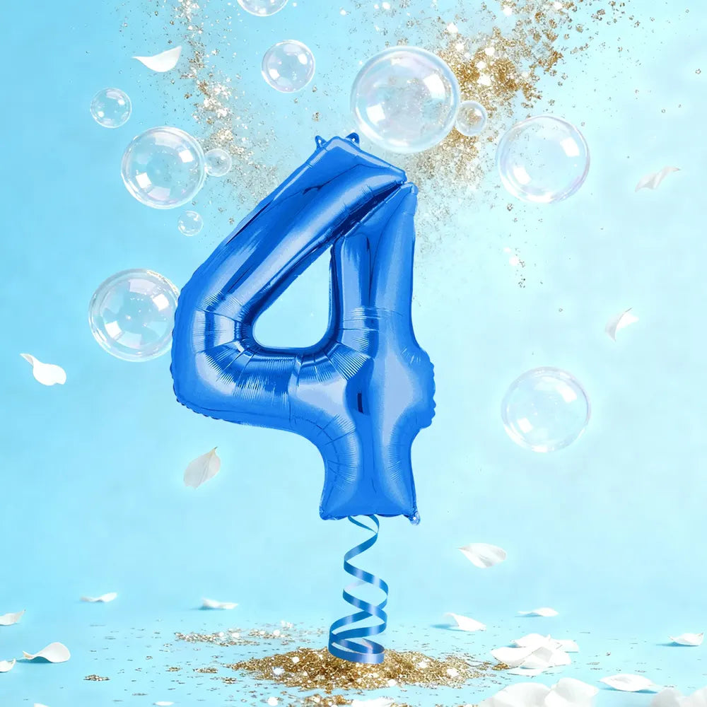 Blue Aluminum Number 4 Balloon – 36cm