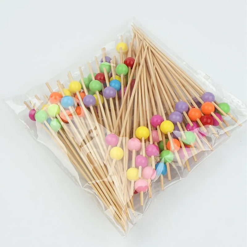 Pack of 100 Wooden Skewers - Colorful