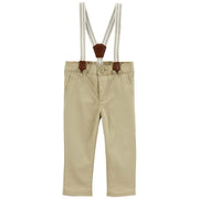 Pantalon à bretelles en sergé bébé garçon - Kaki