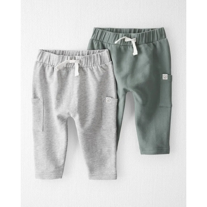 Lot de 2 Pantalons Bébé en Coton Bio GOTS Little Planet - Gris & Vert