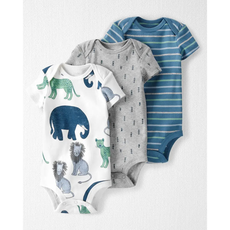 Lot de 3 Bodies Bébé Coton Bio Little Planet - Animaux