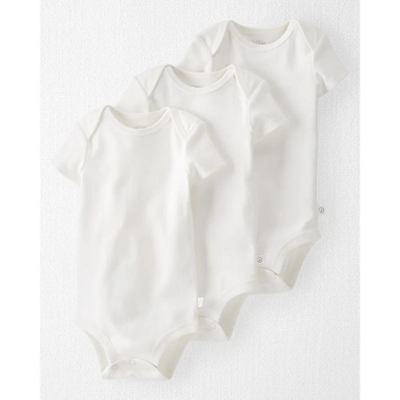 Lot de 3 Bodies MC Bébé en Coton Bio GOTS Little Planet - Blanc