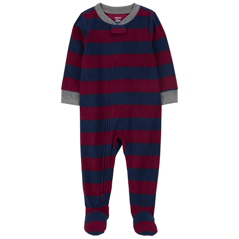 Carter's Boy's Striped Fleece Sleeper - Red Blue Gray
