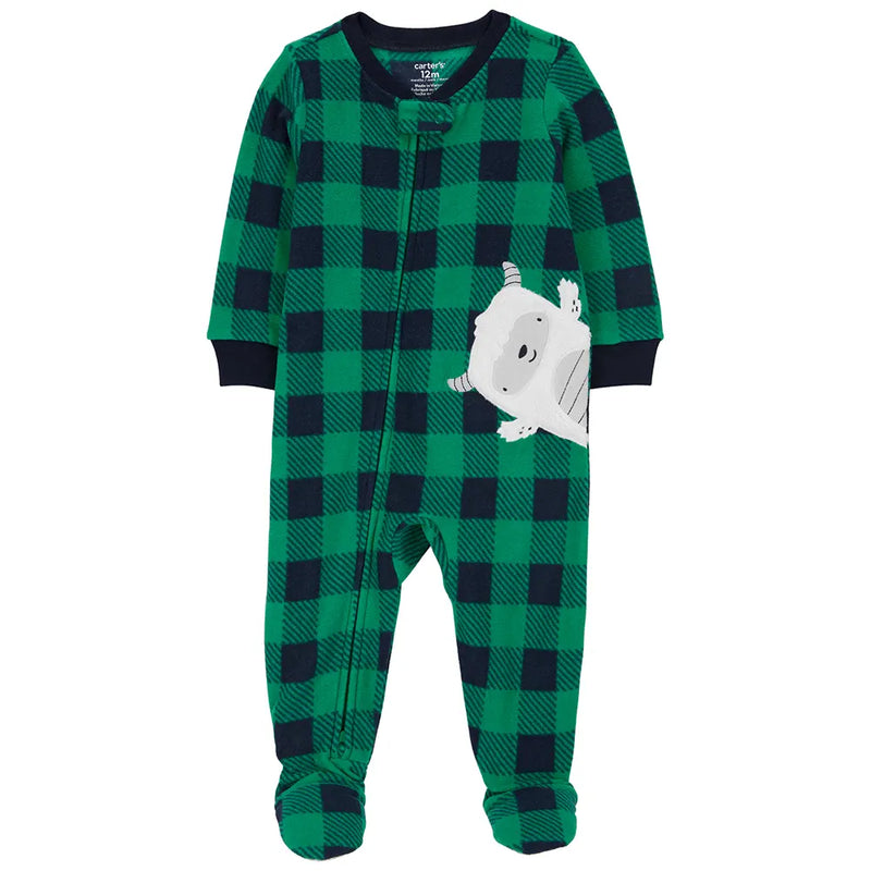 Carter's Boy's Footed Yeti Fleece Sleeper - Green & Black