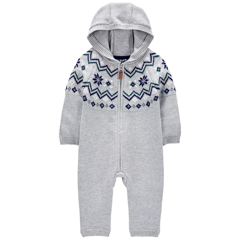 Combinaison à capuche bébé motif Fair Isle