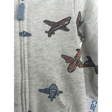Combinaison grise à manches longues zippée bébé motif avion