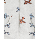 Combinaison grise à manches longues zippée bébé motif avion