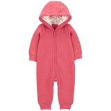 Combinaison rouge à manches longues bébé en mélange de coton à motif cœur
