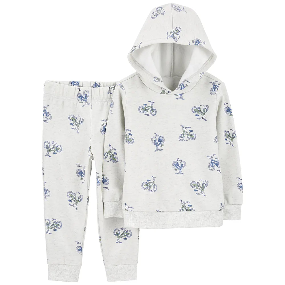 Ensemble 2 pièces bébé : pull sherpa zippé au quart et pantalon en toile