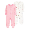 Lot de 2 pyjamas zippés bébé fille - Rose