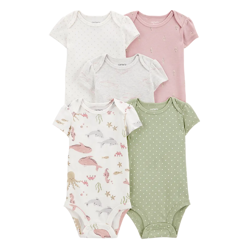 Lot de 5 Bodies Bébé Fille Carter's - Hippocampe