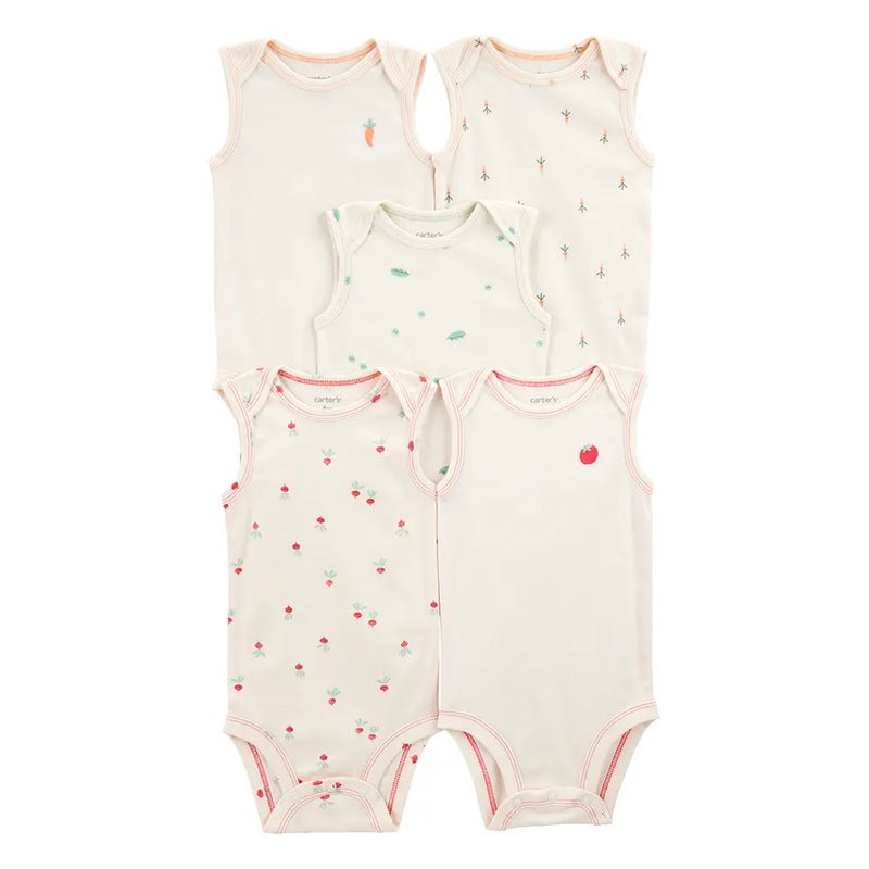Lot de 5 Bodies Bébé Carter's - Légumes