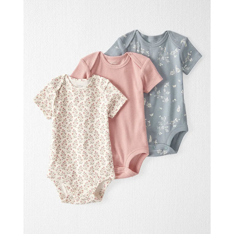 Lot de 3 Bodies en Coton Bio Bébé Fille Little Planet - Multi