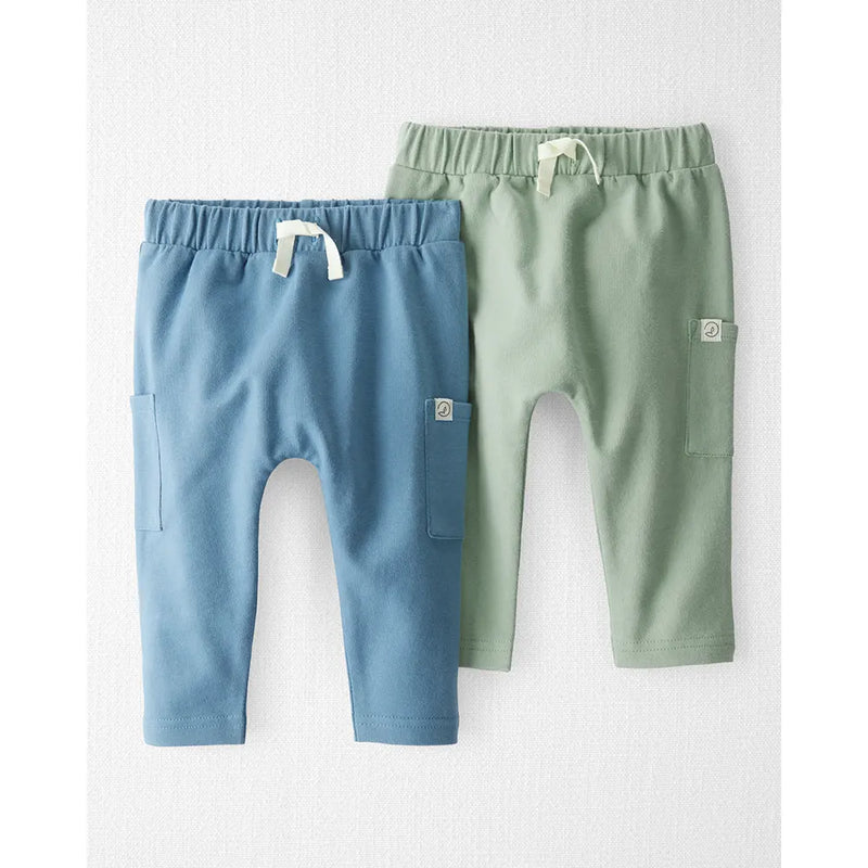 Lot de 2 Jogging en Coton Bio Bébé Little Planet - Bleu & Vert