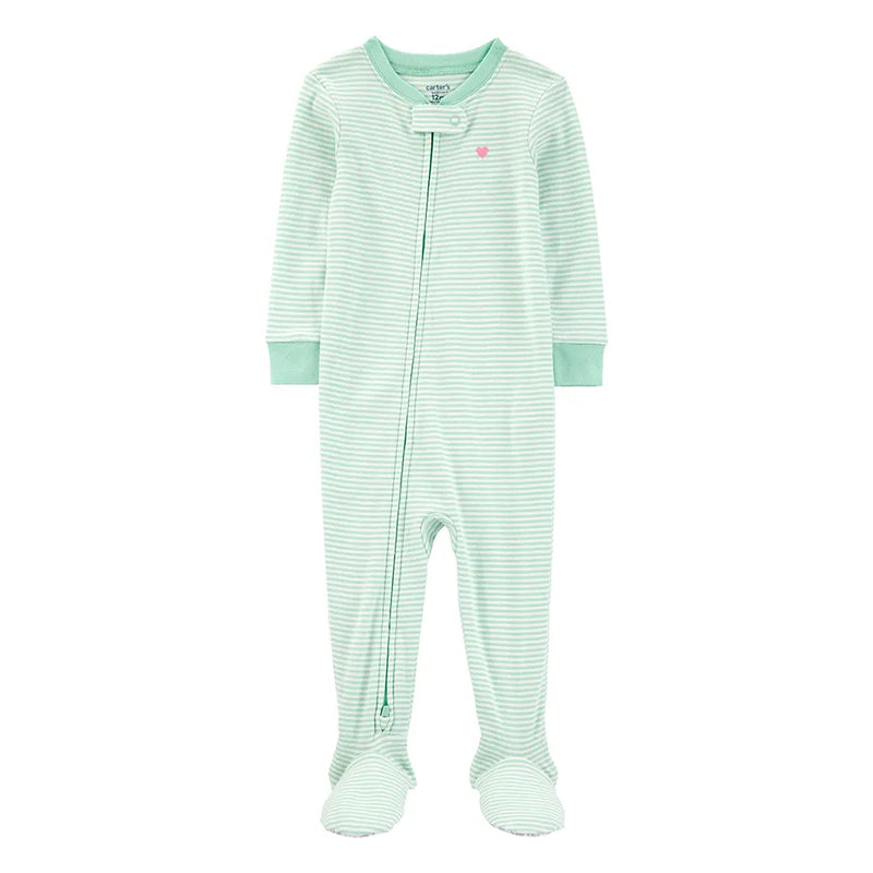 Grenouillère en Coton Rayé Bébé Fille Carter's - Vert