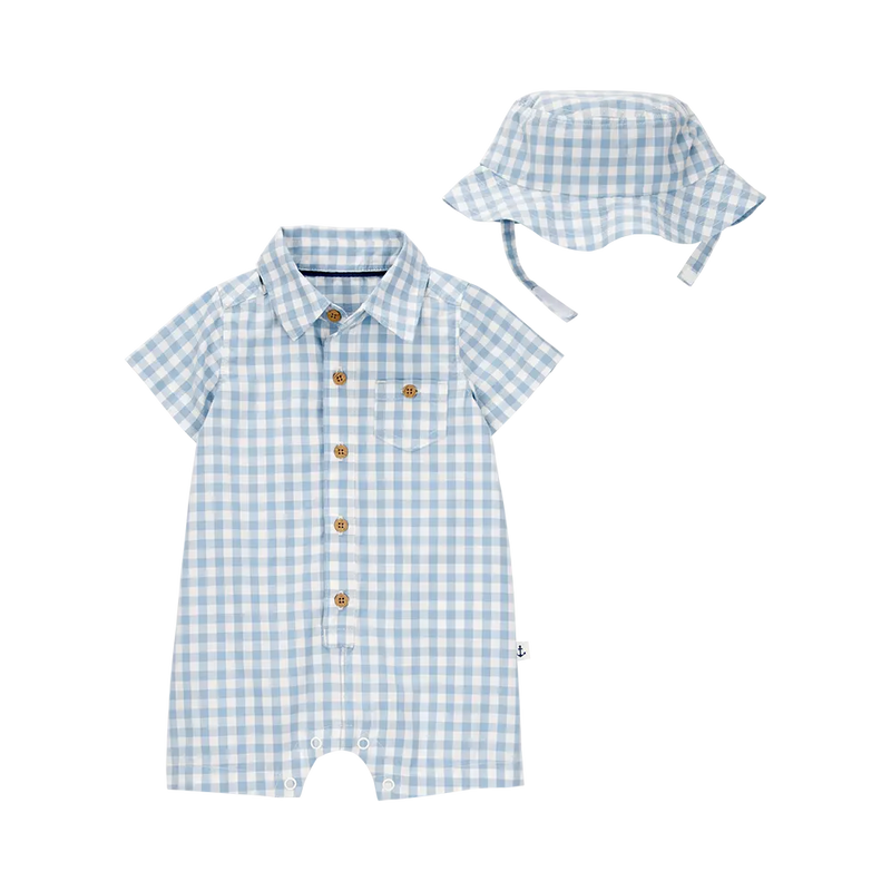 Carter's Baby Boy Gingham Romper & Hat