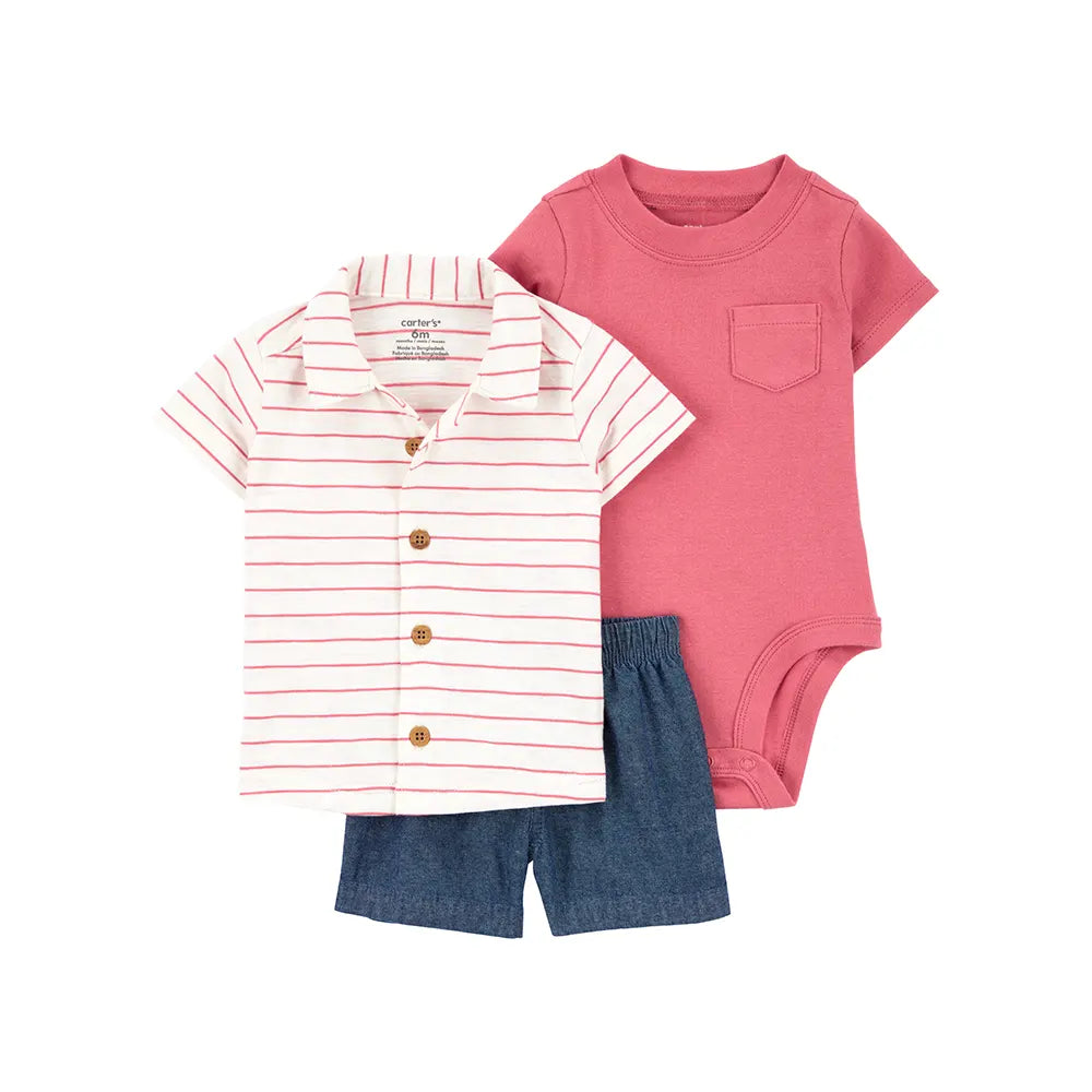 Ensemble 3 pièces rayé pour bébé garçon - Coton