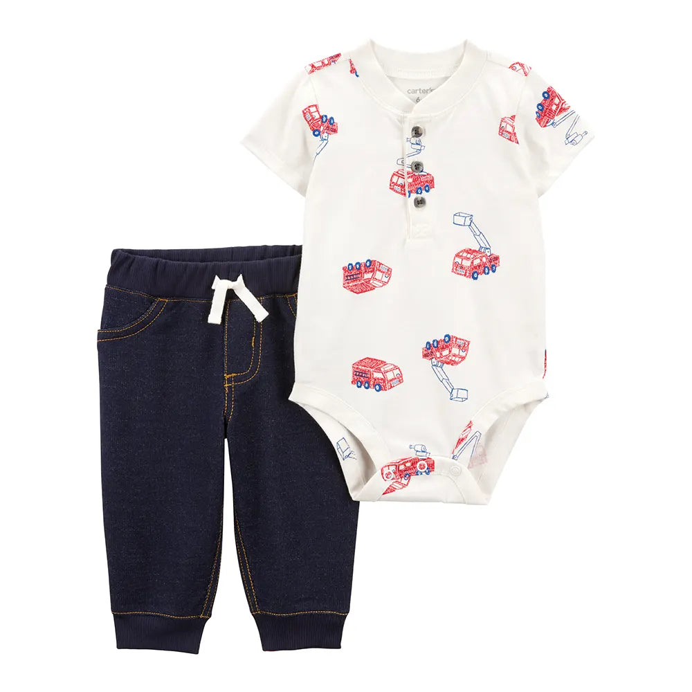 Ensemble body et pantalon pompier bébé garçon