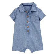 Barboteuse polo en chambray bébé garçon - Coton