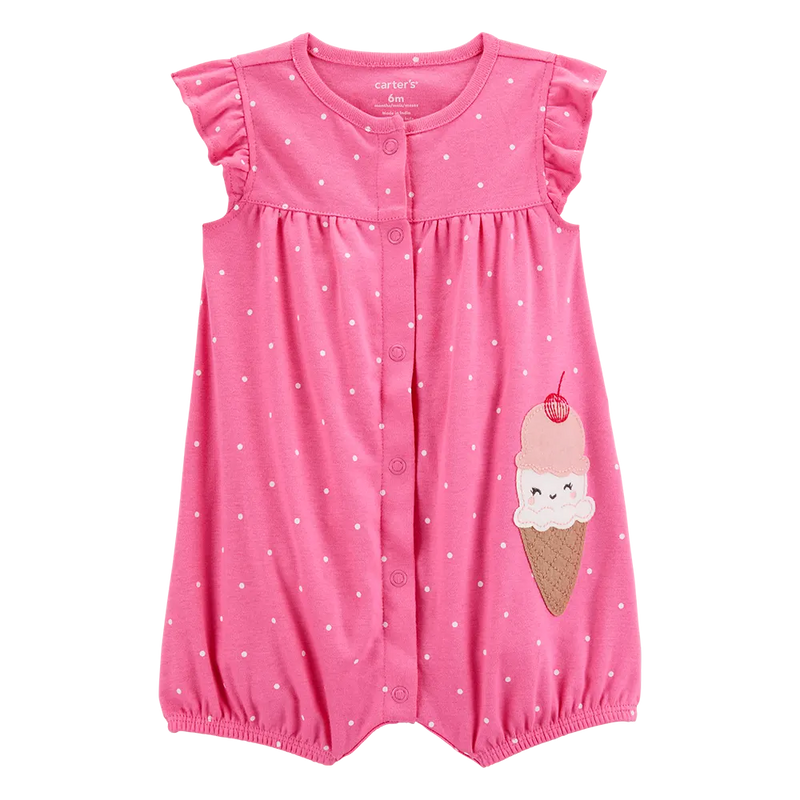 Barboteuse en Coton à Pression Bébé Fille Carter's - Crème Glacée