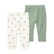 Lot de 2 pantalons PurelySoft bébé - Vert/Blanc