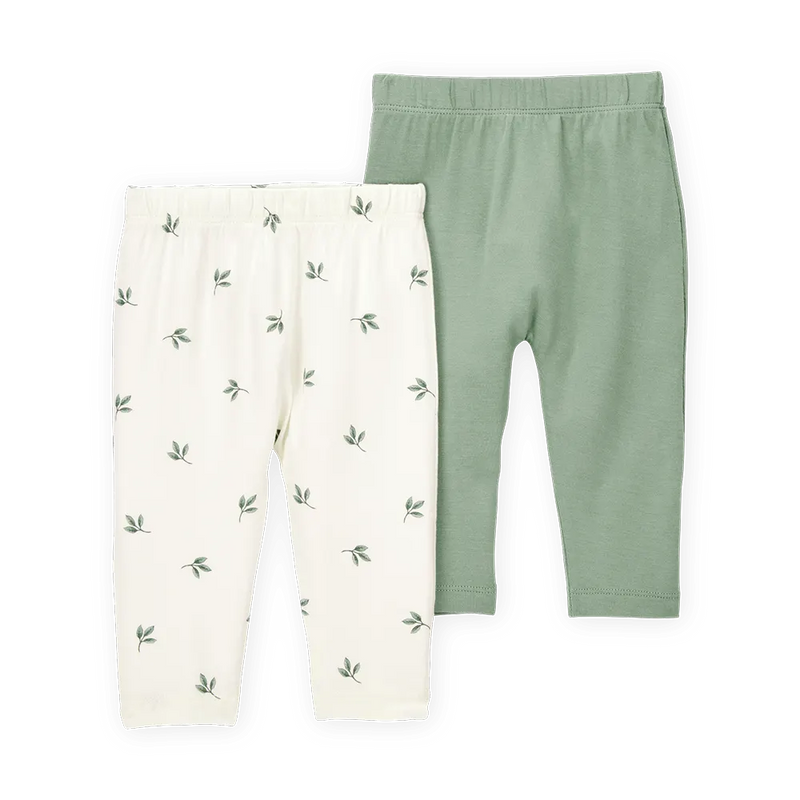 Lot de 2 Pantalons PurelySoft Bébé Carter's - Vert & Ivoire