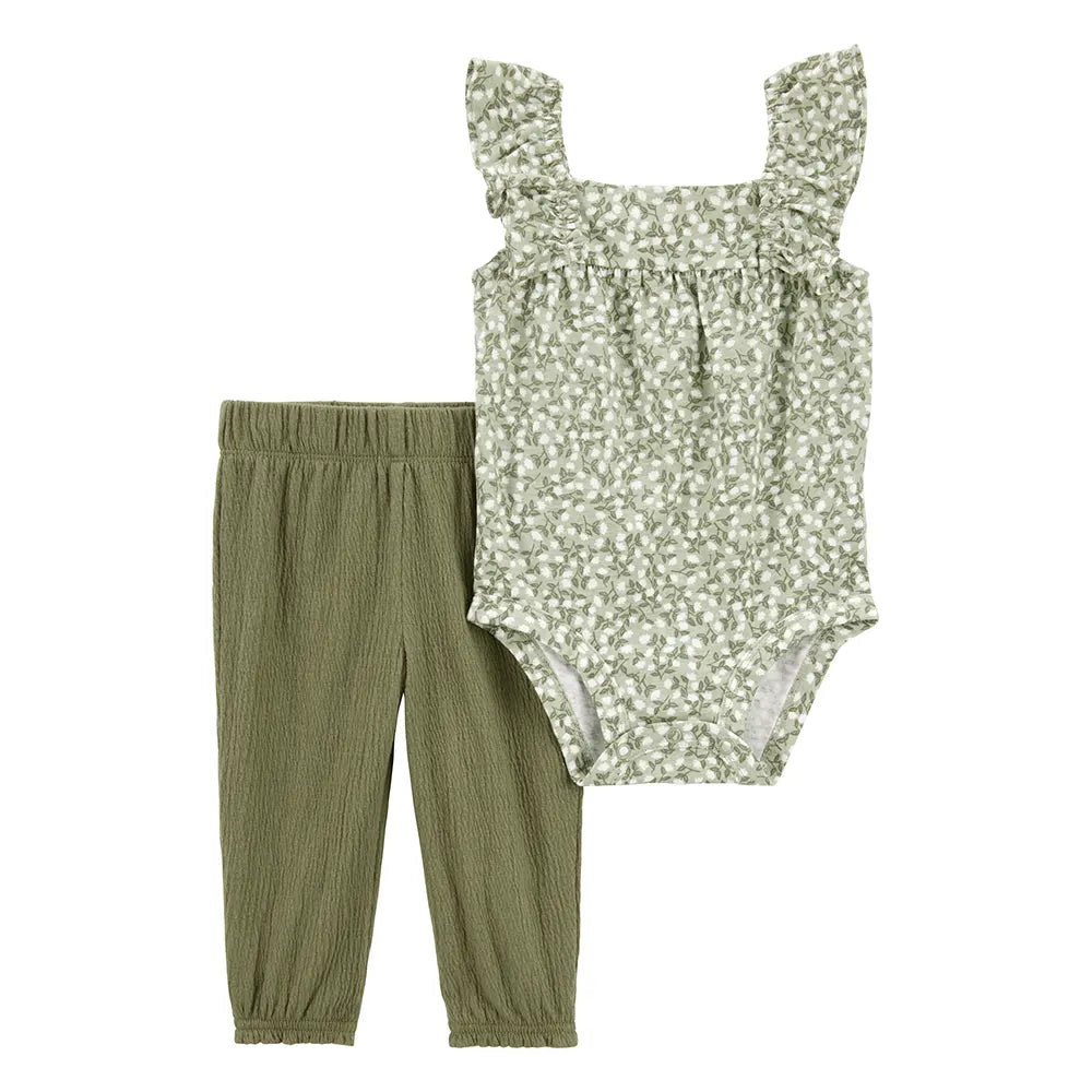 Ensemble body fleuri et pantalon bébé fille