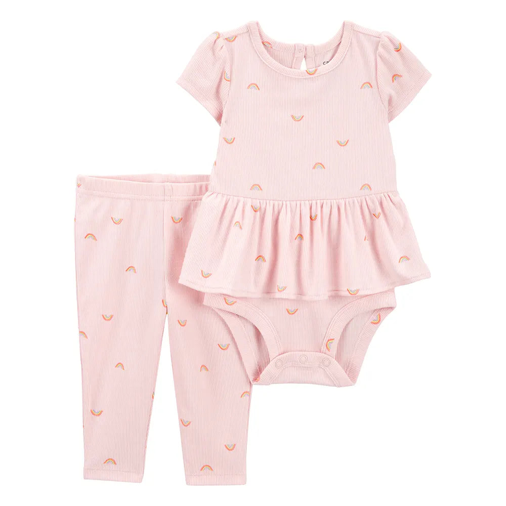 Ensemble body péplum et pantalon arc-en-ciel fille