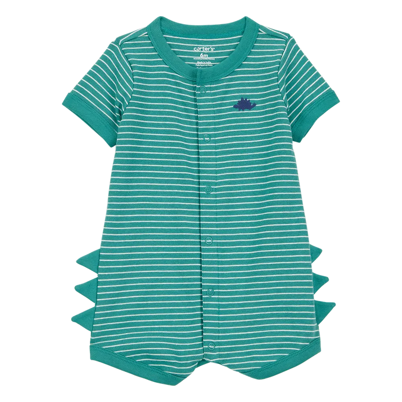Carter's Baby Boy Striped Romper - Green Dinosaur
