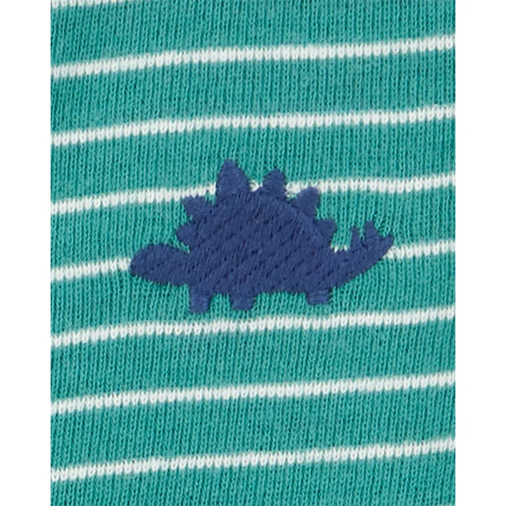 Carter's Baby Boy Striped Romper - Green Dinosaur
