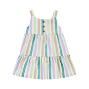 Robe étagée rayée pour bébé fille - Coton