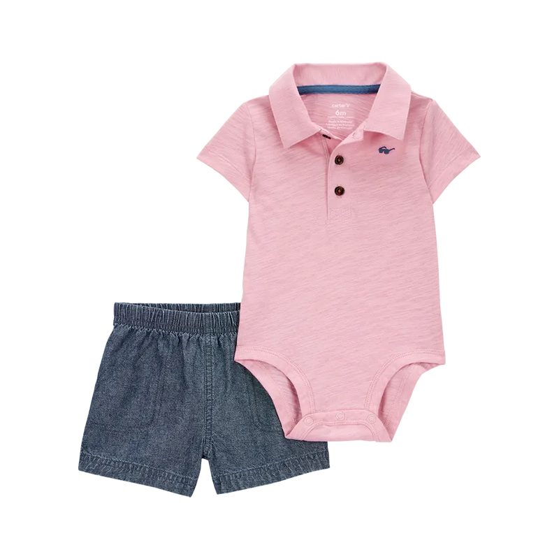 Body Polo & Short Bébé Garçon Carter's - Rose