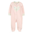 Pyjama dors-bien cœur rayé bébé fille - Coton rose