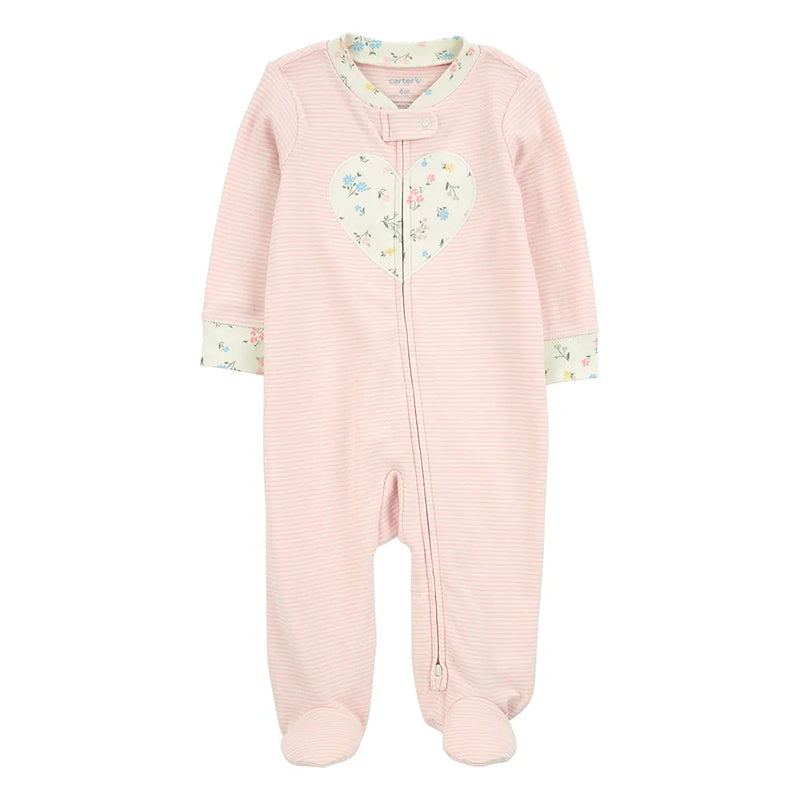 Grenouillère en Coton Bébé Fille Carter's - Cœur Rose